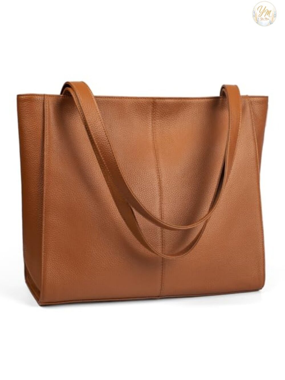 Genuine Leather Tote Bag for Women, Work Travel Purse with Laptop Compartment
